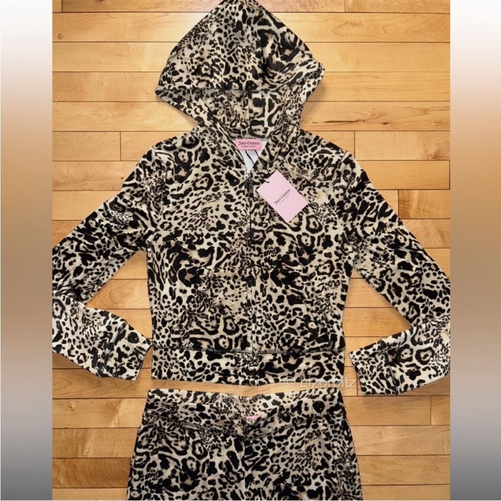 NWT JUICY COUTURE animal print small bling Velour Tracksuit Set -Ocelot - Picture 8 of 14
